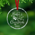 Lavish Lizzy Custom Crystal Ornament Baby's First-Name & Date Personalized Crystal Ornament with gift box