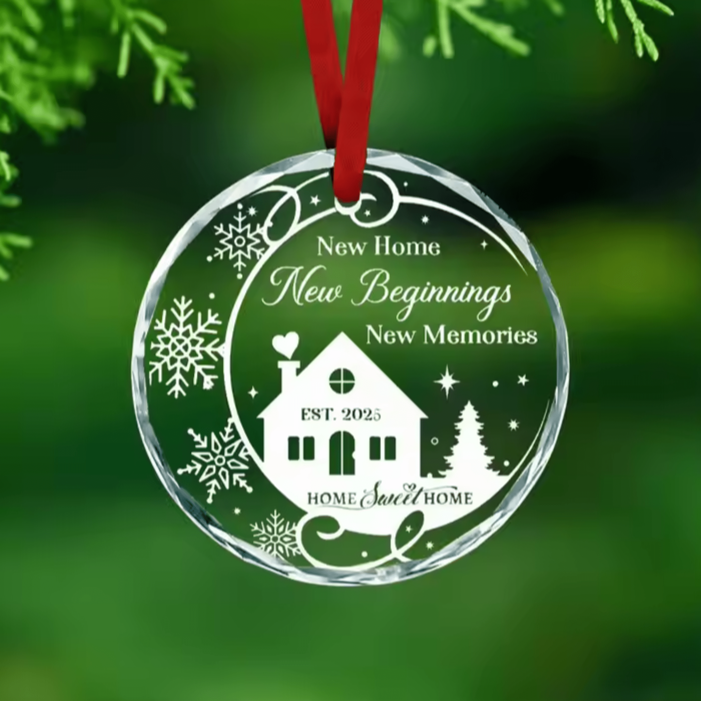 Lavish Lizzy Custom Crystal Ornament New Beginnings-Name & Date Personalized Crystal Ornament with gift box
