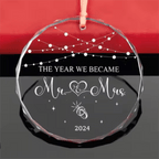 Lavish Lizzy Custom Crystal Ornament The Year We Became-Name & Date Personalized Crystal Ornament with gift box