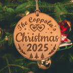 Lavish Lizzy Custom Leather Christmas Ornament Beige / Family Hearts Christmas 2025 Personalized Leather Christmas Ornaments