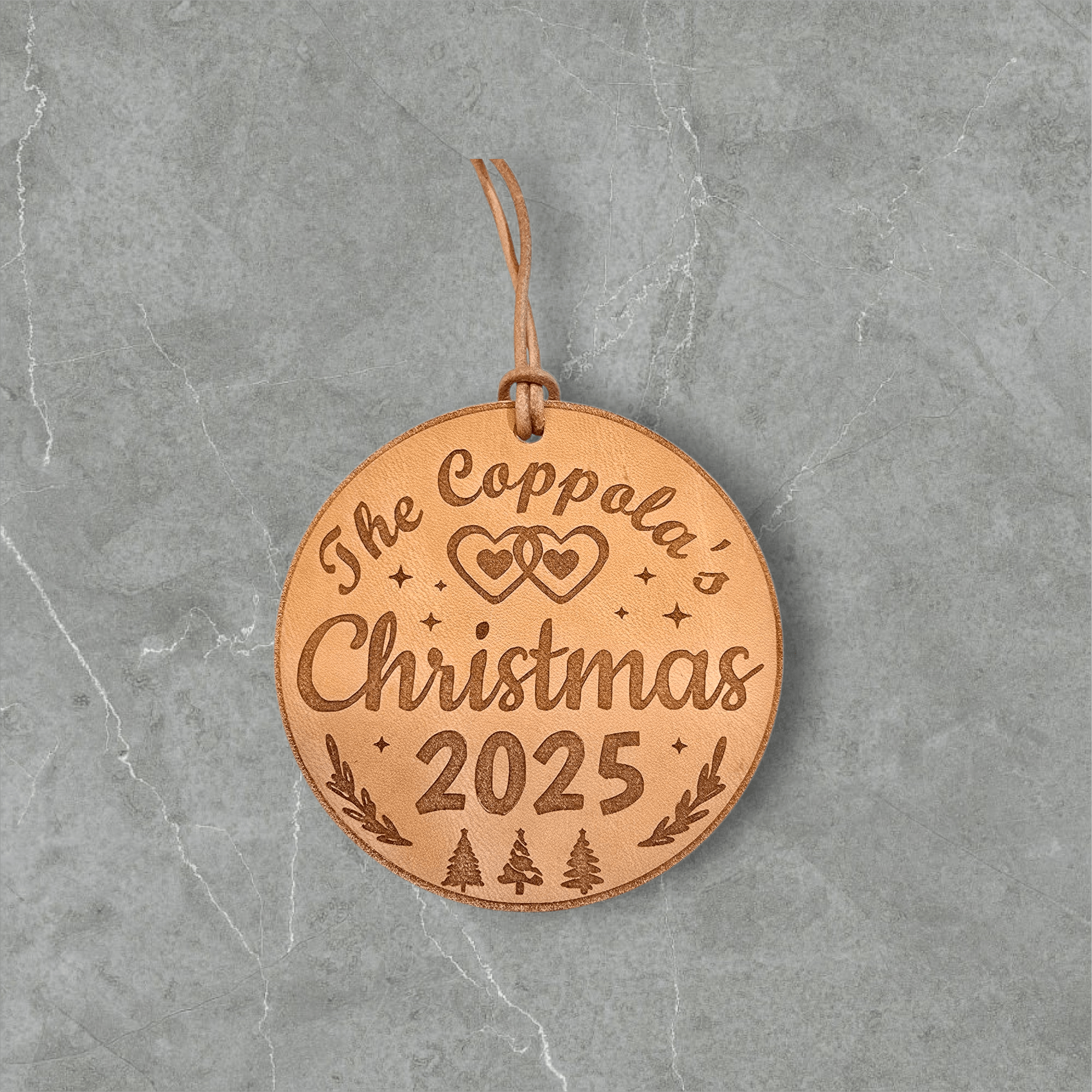 Lavish Lizzy Custom Leather Christmas Ornament Personalized Leather Christmas Ornaments