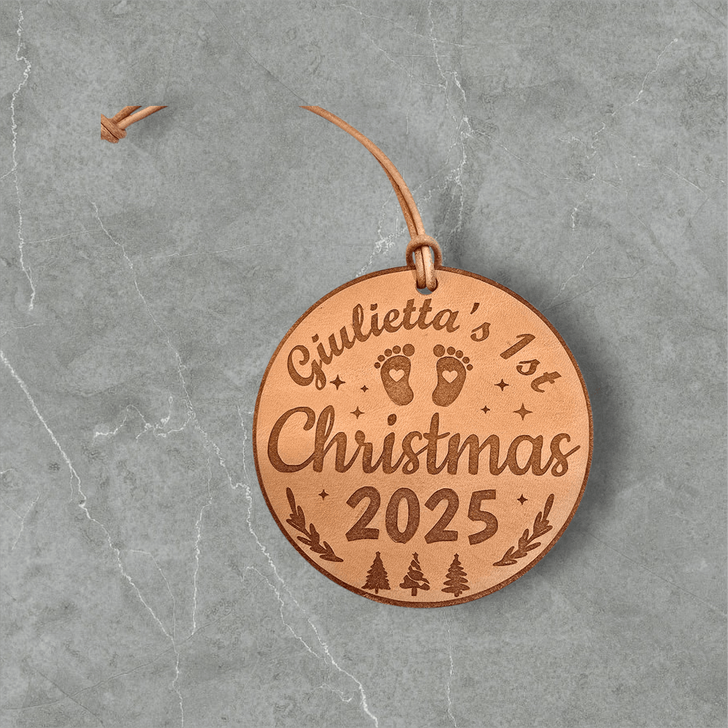 Lavish Lizzy Custom Leather Christmas Ornament Personalized Leather Christmas Ornaments