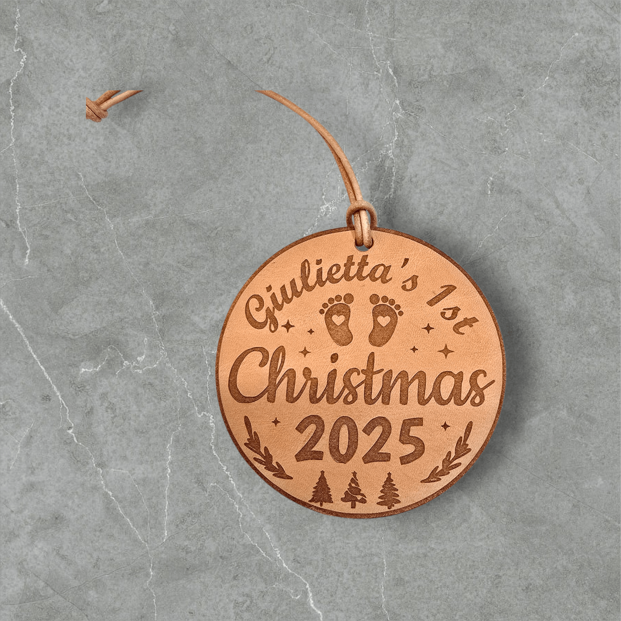 Lavish Lizzy Custom Leather Christmas Ornament Personalized Leather Christmas Ornaments