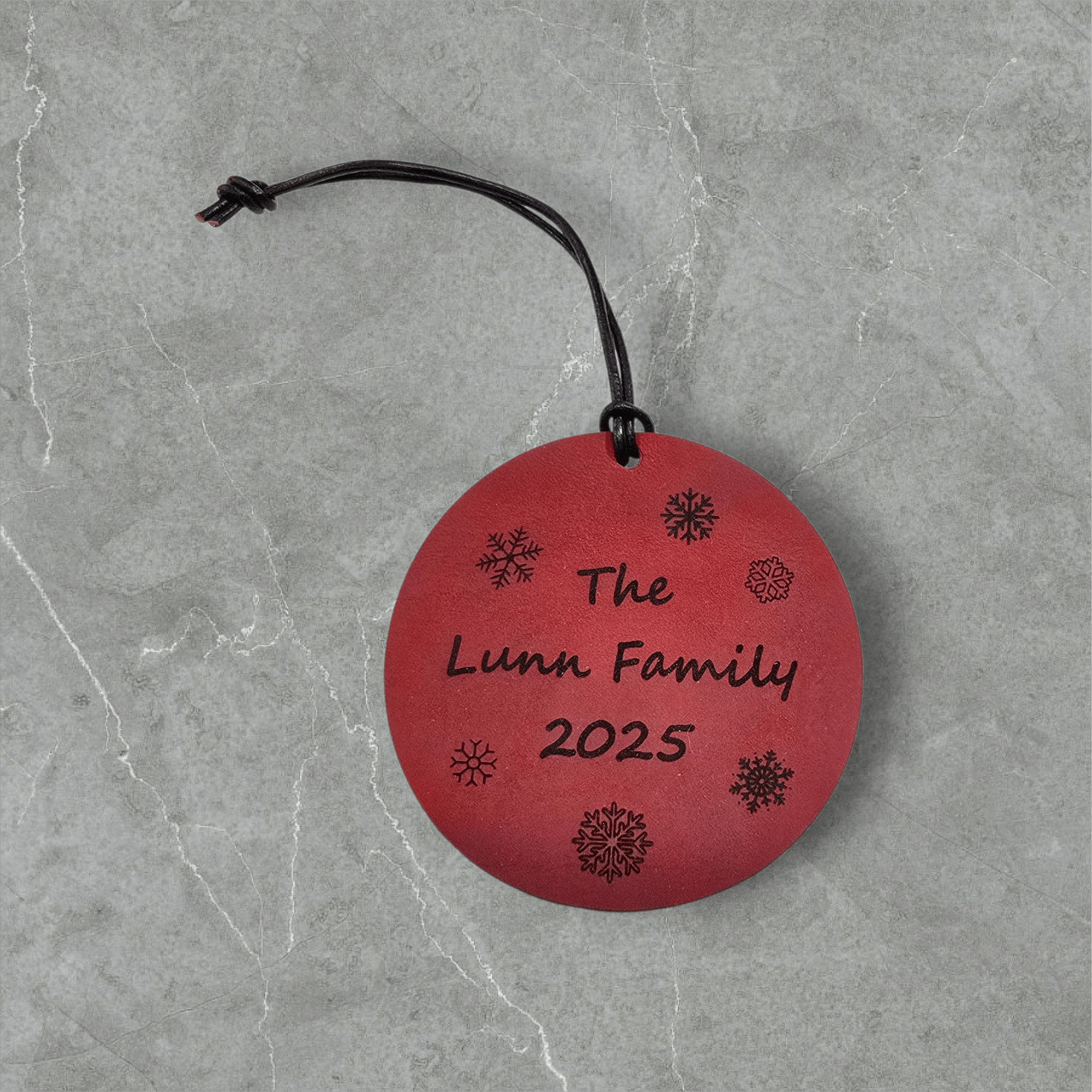 Lavish Lizzy Custom Leather Christmas Ornament Personalized Leather Christmas Ornaments