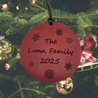 Lavish Lizzy Custom Leather Christmas Ornament Red / Ginger bread Personalized Leather Christmas Ornaments