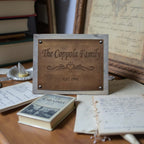 Lavish Lizzy Leather and Wood Home Decor Personalized Engraved Leather Plaque - Large