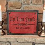 Lavish Lizzy Leather and Wood Home Decor Personalized Engraved Leather Plaque - Large