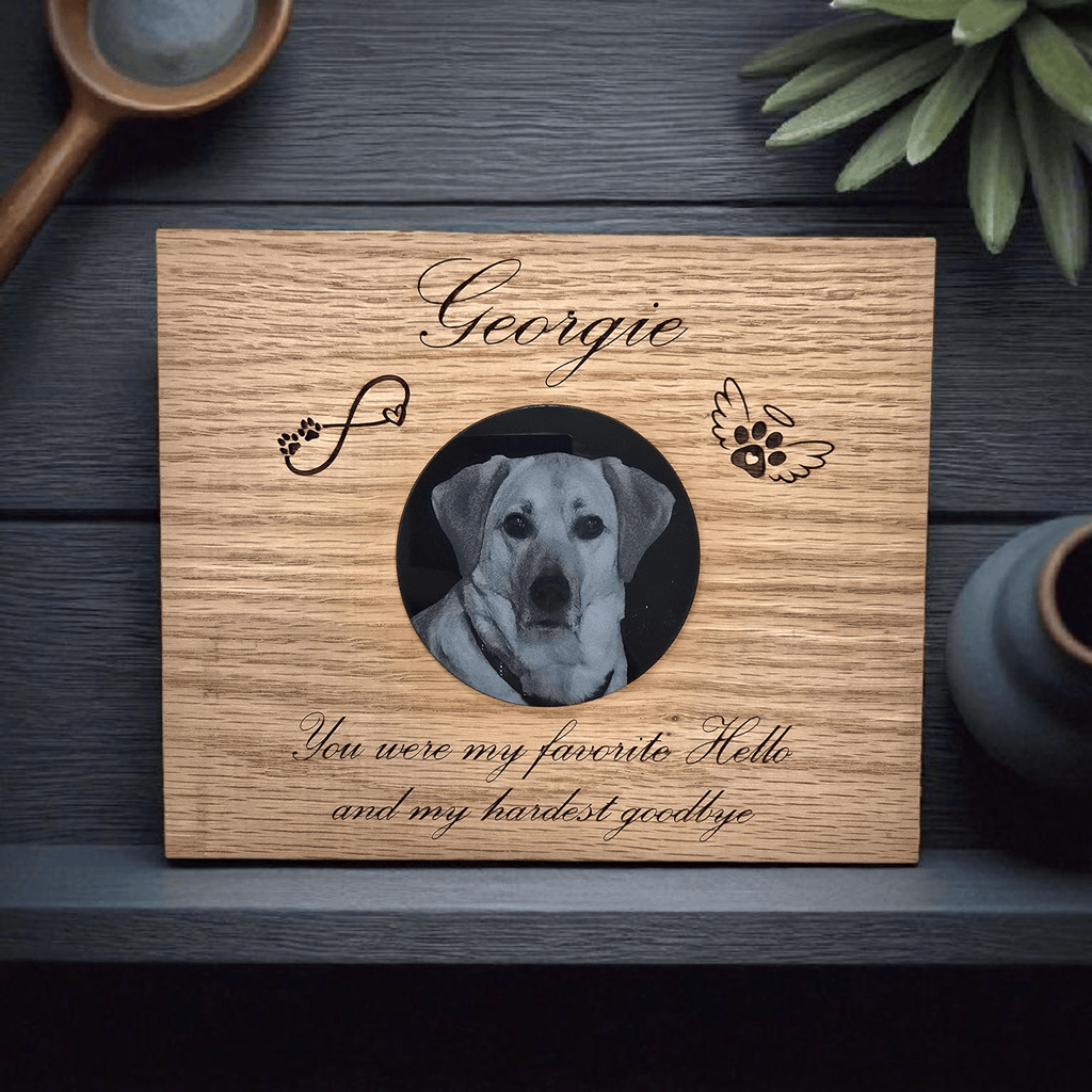 Lavish Lizzy Memorial Pet Memorial - Hardest Goodbye - Engraved Red Oak