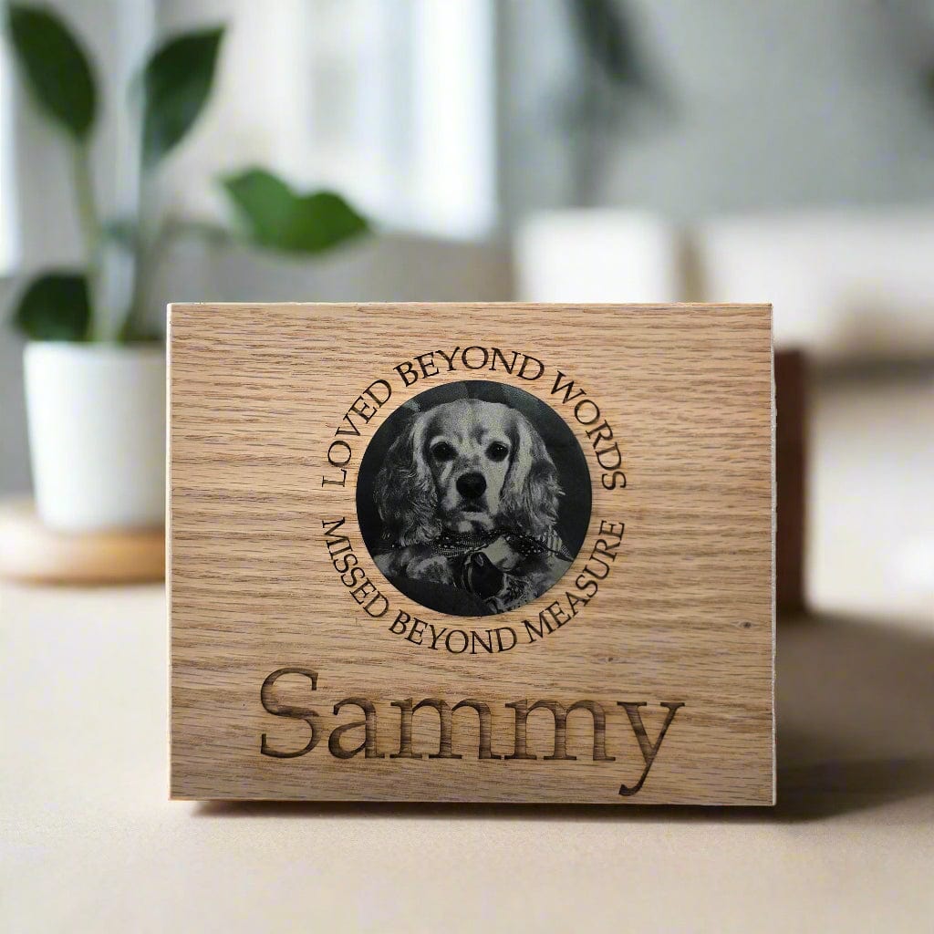 Lavish Lizzy Memorial Pet Memorial - Laser Engraved Red Oak