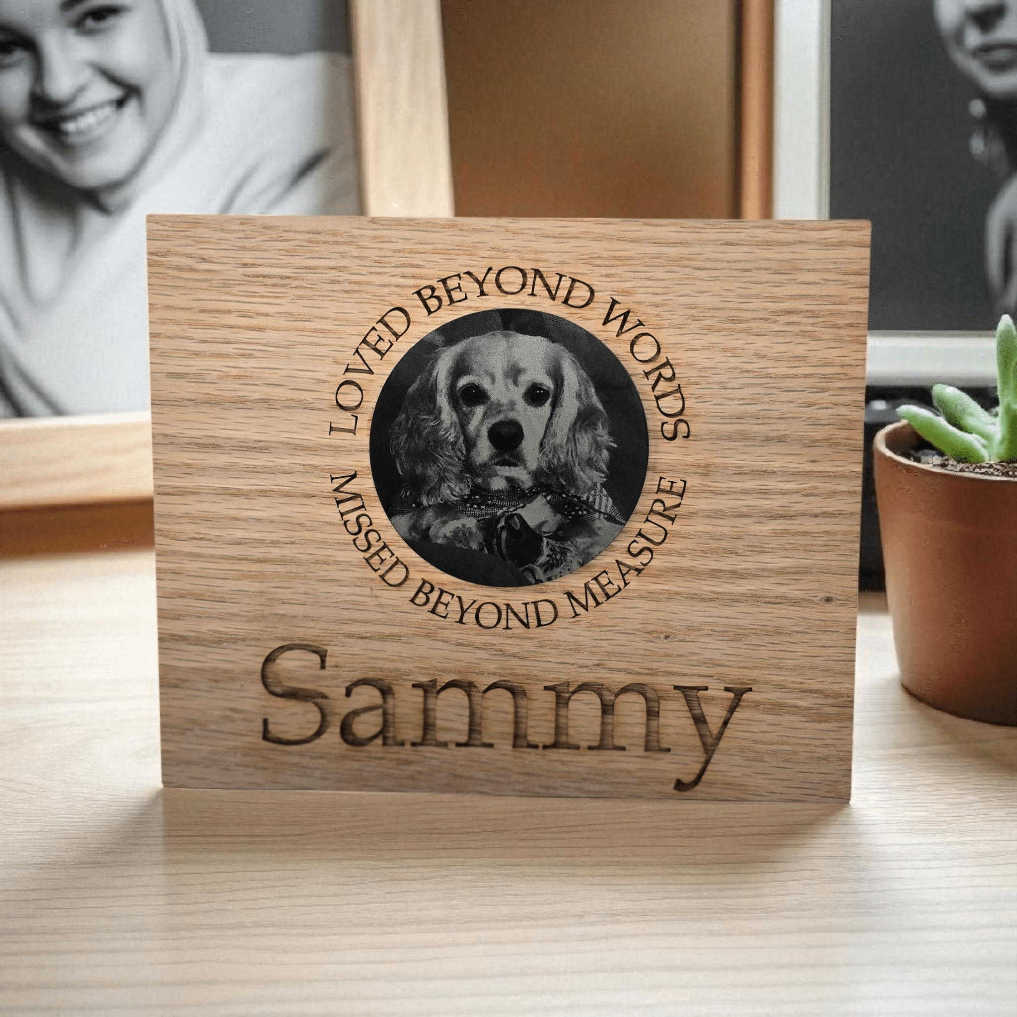 Lavish Lizzy Memorial Pet Memorial - Laser Engraved Red Oak