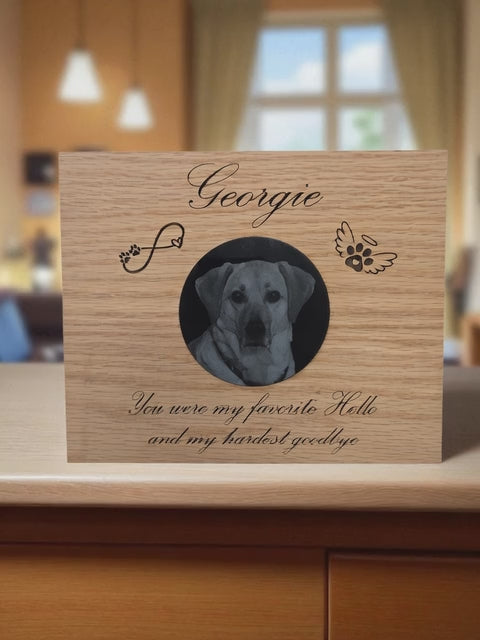 Pet Memorial - Hardest Goodbye - Engraved Red Oak